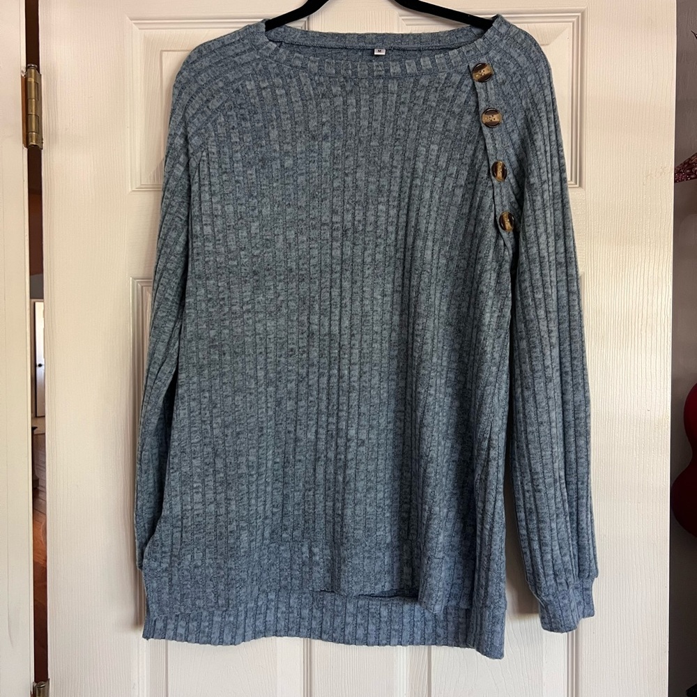 Women’s Grey Sweater with Button Detail